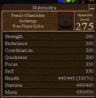 Stats of Nuhmudira as spotted in Xi Ru's Library; Soul stone Quest during On Bended Knee patch.