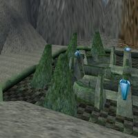 The golem summoned portal drops you in the valley where Gaerlan's Citadel crashed.